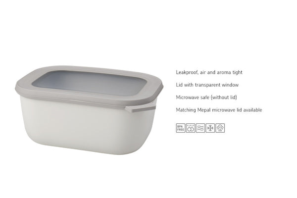 Mepal Cirqula Rectangle Food Storage Container Small Set 3-Piece Nordic White - 3