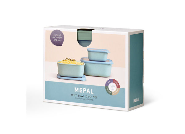 Mepal Cirqula Rectangle Food Storage Container Large Set 3-Piece Nordic Sage - 1