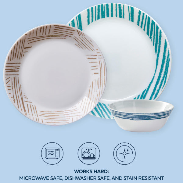 Corelle Everyday Geometrica Natural Glass Dinner Set - 12Pc - 3