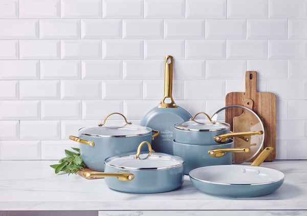 GreenPan Padova 6 (10) Piece PFAS Free Cookset Smokey Blue - 1