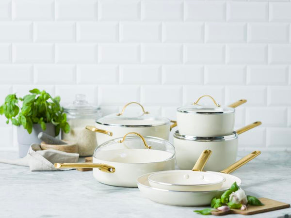 GreenPan Padova 6 (10) Piece PFAS Free Cookset Cream White - 1
