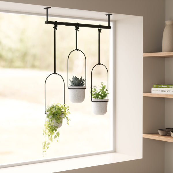 Umbra Triflora Hanging Planter - Set Of 3 - White/Black - 3
