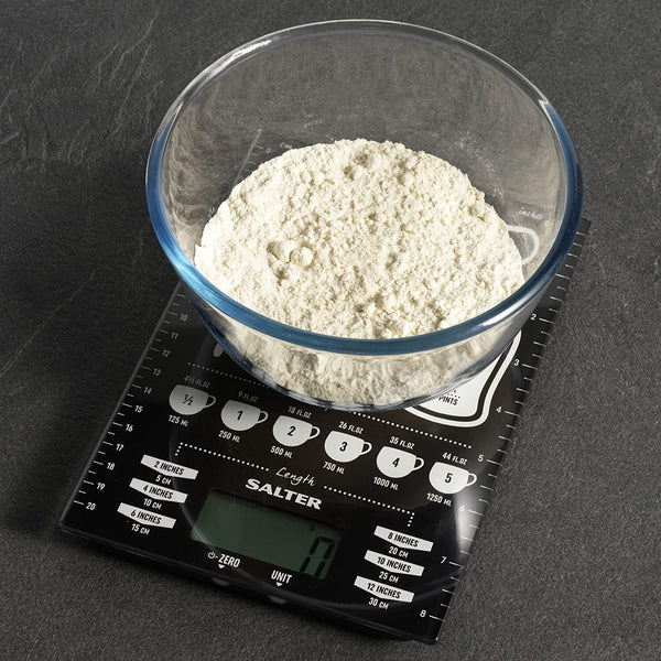 Salter Conversion Table Electronic Kitchen Scale Measurement Units (gm, oz, ml, fl.oz) Capacity - 5kg Max - 3