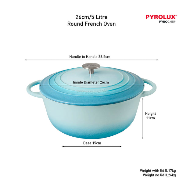 Pyrolux PYROCHEF Round French Oven Duck Egg Blue 26cm/5L - 3