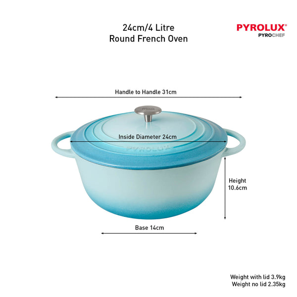 Pyrolux PYROCHEF Round French Oven Duck Egg Blue 28cm/6L - 2