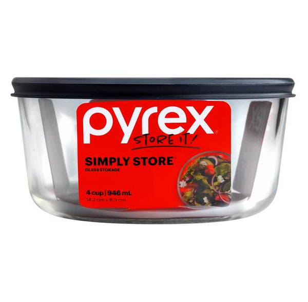 Pyrex Simply Store 4 Cup Round Blue Lid - 1