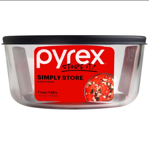 Pyrex Simply Store 7 Cup Round Blue Lid - 1