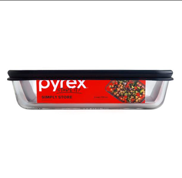 Pyrex Simply Store 3 Cup Rectangle Blue Lid - 1