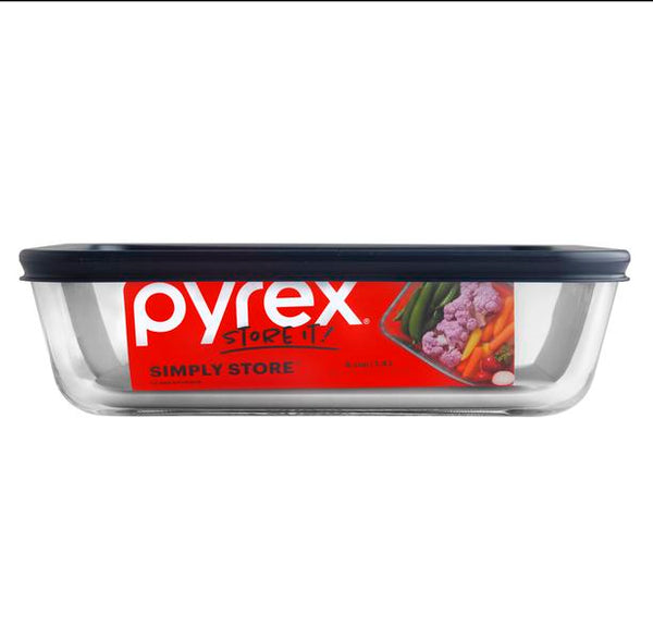 Pyrex Simply Store 6 Cup Rectangle Blue Lid - 1