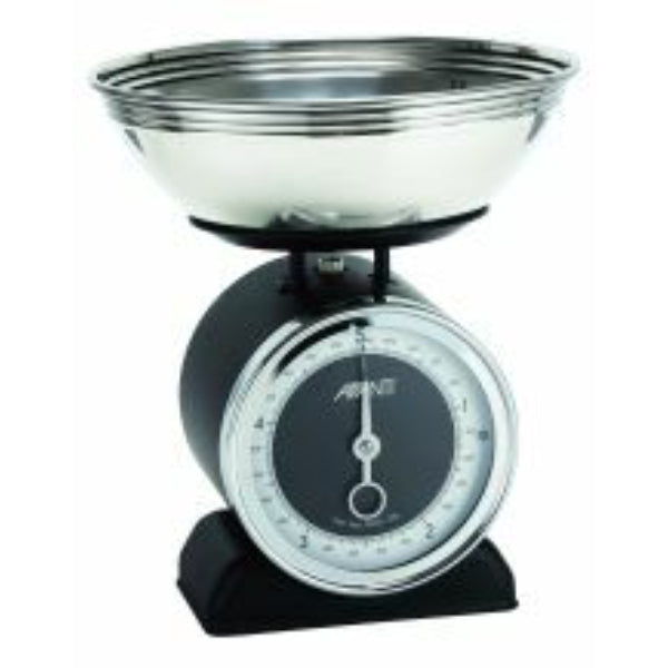 Avanti Vintage Mechanical Stainless Steel Kitchen Scale With Bowl (2L) Black Capacity – 5kg Max - 1