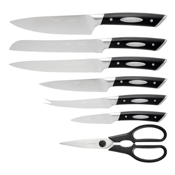 Scanpan Classic German Steel Knife Block Set with Beechwood Block - 8 Piece - 1