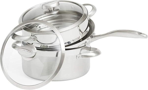 Scanpan Clad 5 Stainless Steel Steamer With Lid All Cooktops, - 16/18/20cm - 1