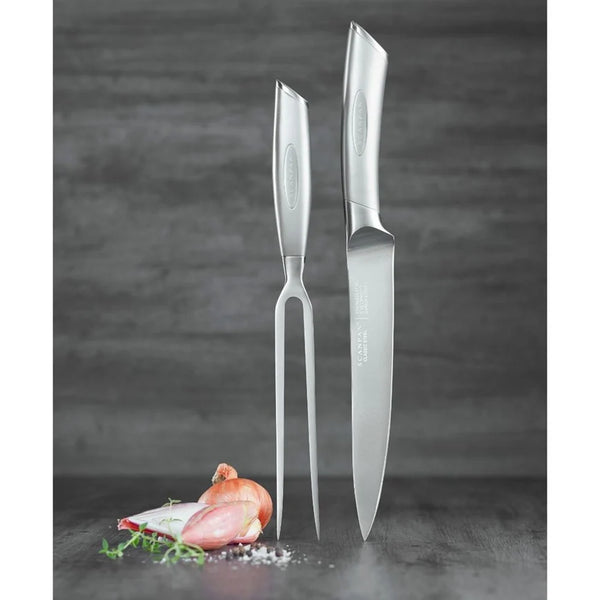 Scanpan Classic Stainless Steel Carving Set - 2 Piece (Knife-20cm, Fork-15cm) - 1