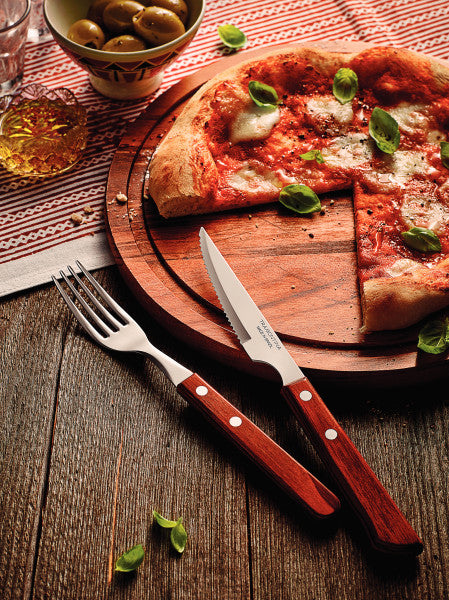 Tramontina Churrasco Steak Knife Serrated Narrow Blade Polywood Brown - 11cm - 1