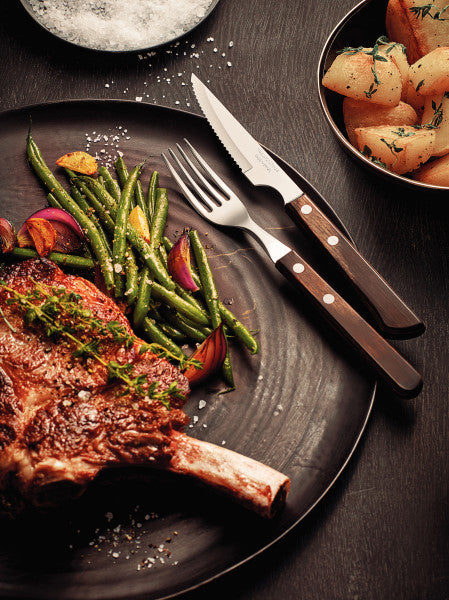 Tramontina Churrasco Steak Knife Serrated Narrow Blade Polywood Brown - 11cm - 2