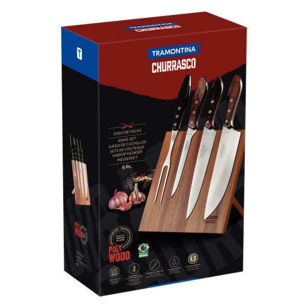 Tramontina Churrasco Barbecue Knife Block Brown 5 - Piece - 1