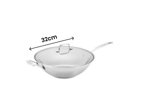Scanpan Impact Stainless Steel Wok Covered  -  32Cm - 1