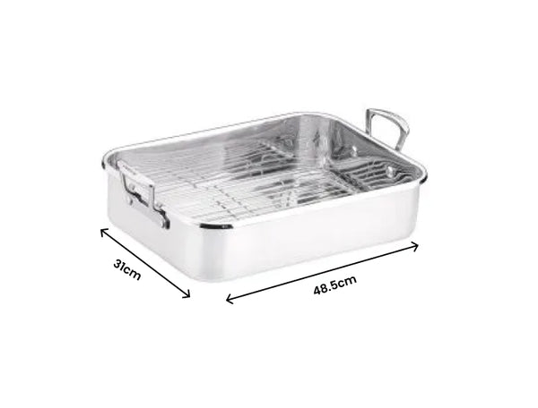 Scanpan Impact Stainless Steel Roaster with Rack  - 48.5cm x 31cm x 13cm - 1