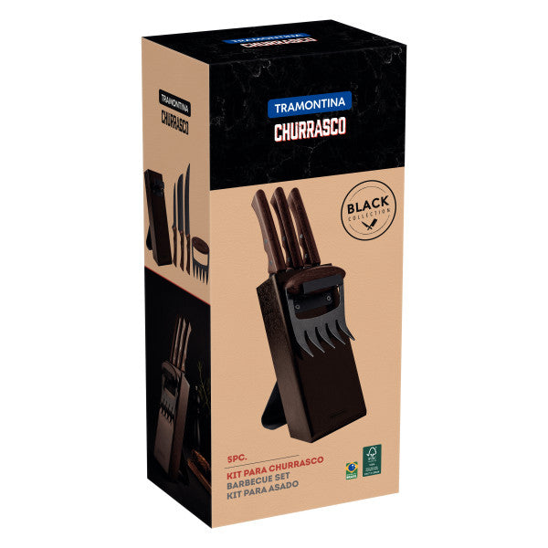 Tramontina Churrasco Black Barbecue Set Brown - 5 Piece - 2