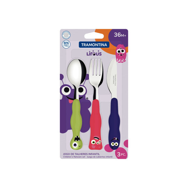 Tramontina Children's Monster Cutlery Set 3 Piece - 1
