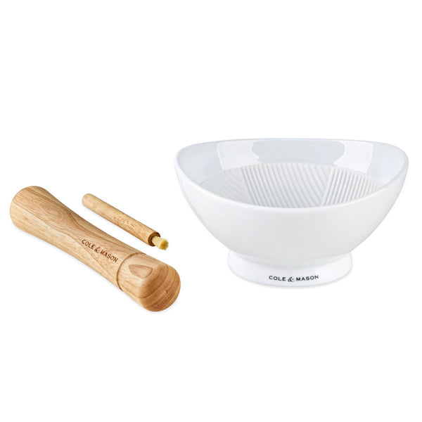 Cole & Mason Ceramic Suribachi Mortar & Pestle White - 17cm x 18cm x 12cm - 1