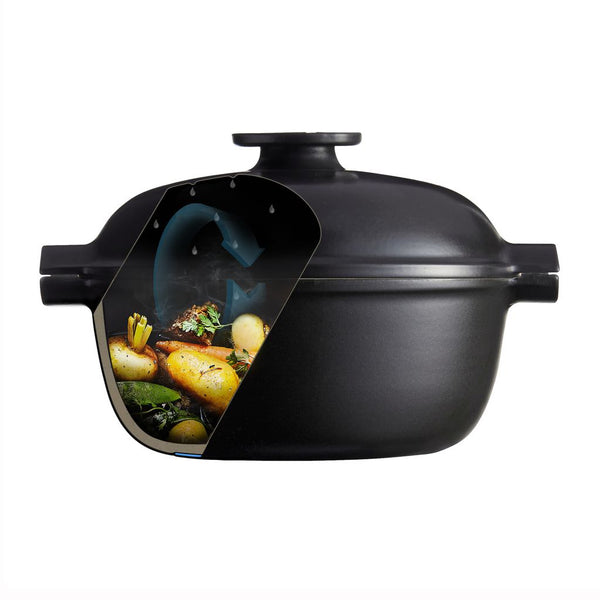 Emile Henry Delight Ceramic Round Casserole/Dutch Oven Black - 2L - 3