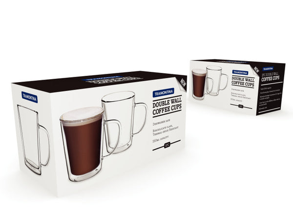 Tramontina Double Wall Coffee Cup With Handle 250ml - Set 2 - 2