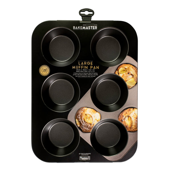 Bakemaster 6 Cup Large Nonstick Muffin Pan - 35cm X 26cm Each Cup Size - 9cm X 4cm - 2