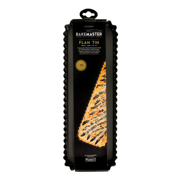 Bakemaster Loose Base Fluted Rectangular Nonstick Flan/Quiche Pan - 36cm X 13cm X 3.5cm - 2