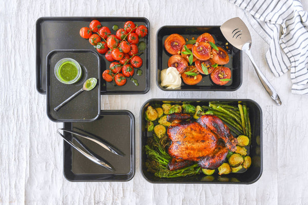 Bakemaster Professional Vitreous Enamel Baking Tray 39 x 27 x 2cm - Non-stick - 1