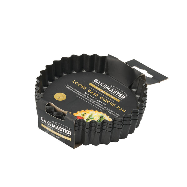 Bakemaster Loose Base Quiche Pan Set of 4 12 x 2cm - Non-stick - 2