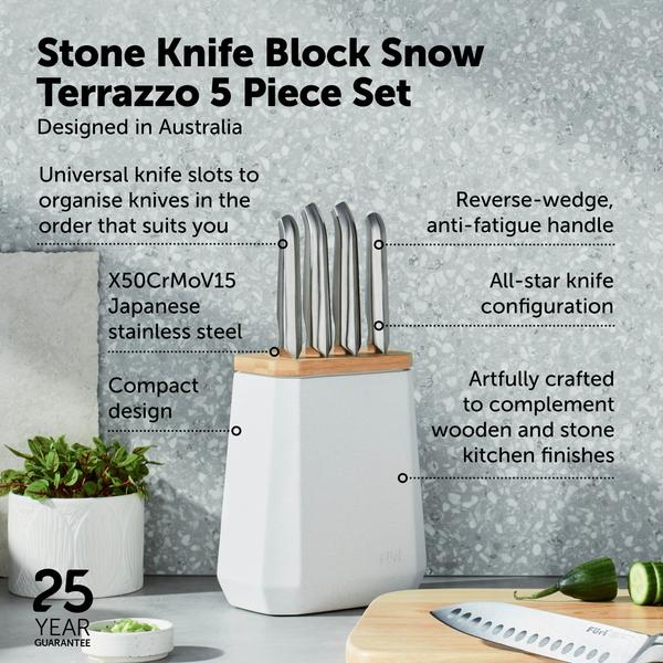 Furi Stone Knife Block Snow Terrazzo Set 5 Piece - 3
