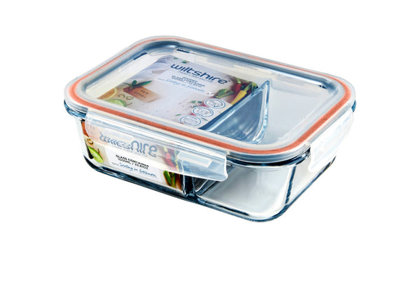 Wiltshire Rectangle Glass Container with 2 Dividers 930ml - 1