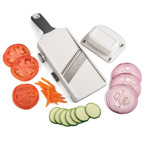 Progressive Prep Works Hand-Held Adjustable Julienne and Slicer  White and grey - 1