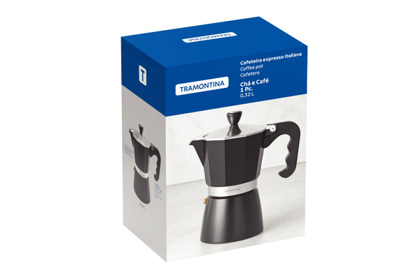 Tramontina Italian Espresso Coffee Maker Black - 6 Cup (320ml) - 1