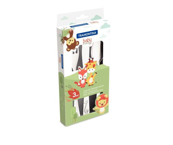 Tramontina Baby Friends Childrens Cutlery Set Stainless Steel - 3 Piece - 1
