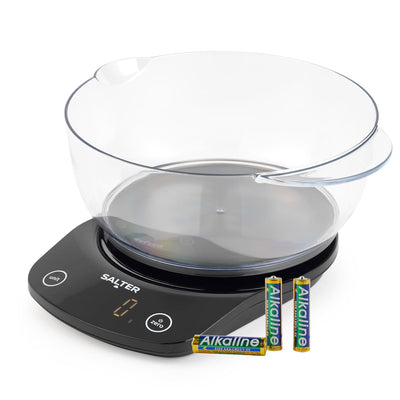 Salter Vega Electronic Kitchen Scale With Bowl Measurement Units (gm, lbs, ml, oz) Capacity - 5kg Max