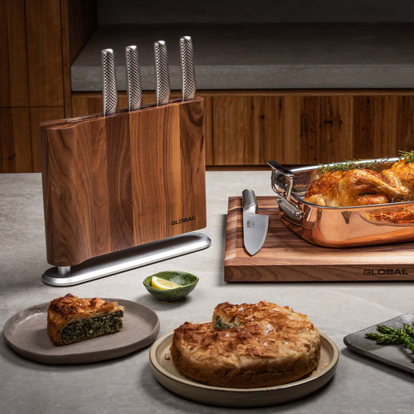 Global UKU 6 Piece Knife Block Set - Walnut - 2