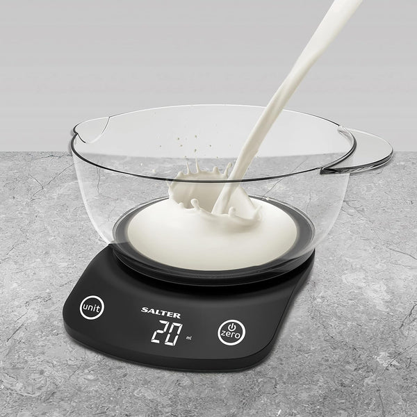 Salter Vega Electronic Kitchen Scale With Bowl Measurement Units (gm, lbs, ml, oz) Capacity - 5kg Max - 3