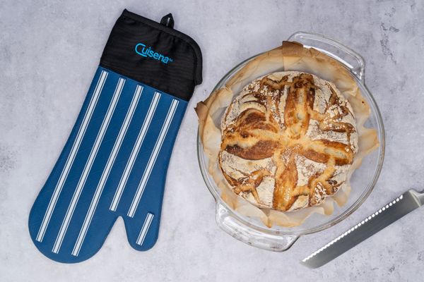 Cuisena Silicone & Fabric Oven Glove - Blue Stripe - 1