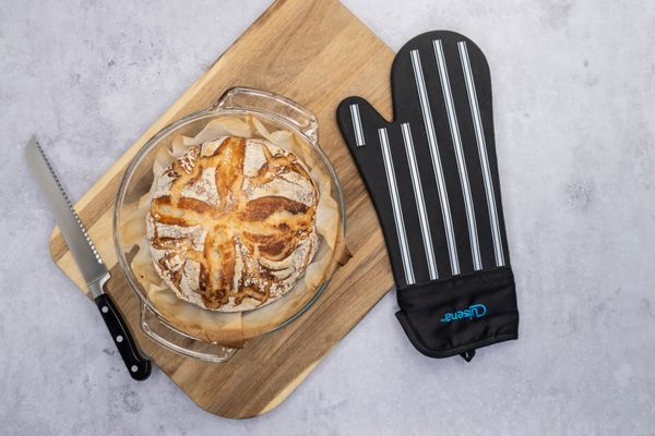 Cuisena Silicone & Fabric Oven Glove - Black Stripe - 1