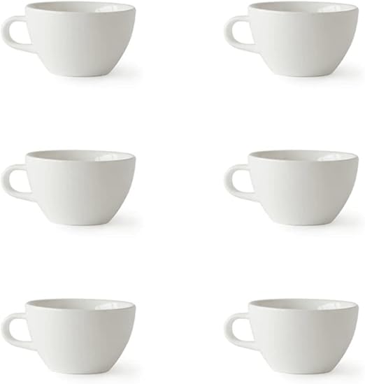 Acme Pack Of 6 Latte Cups Milk White Made From High Quality Porcelain - 280Ml - 1