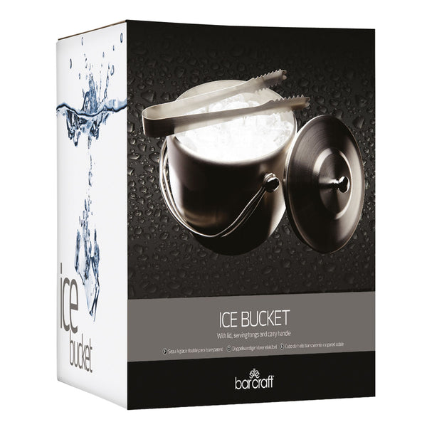 BarCraft Stainless Steel Ice Bucket with Lid and Tongs - 1