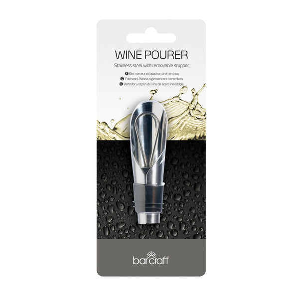 BarCraft Stainless Steel Wine Pourer with Stopper - 1