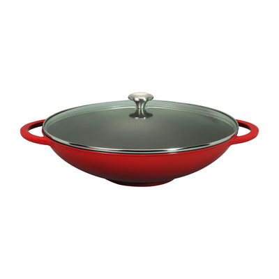 Chasseur Caviar Red 37cm Wok Cast Iron