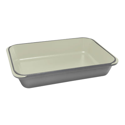 Chasseur Cast Iron Rectangular Celestial Grey Roasting Pan with Enamel Coating & - 40cm x 26cm