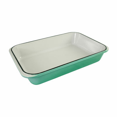 Chasseur Cast Iron Rectangular Peppermint Roasting Pan with Enamel Coating & - 40cm x 26cm