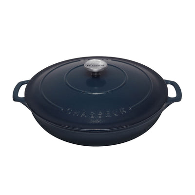 Chasseur Round Cast Iron Non Stick Casserole Liquorice Blue - 30cm 2.5L