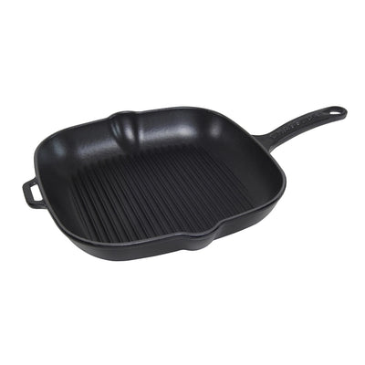 Chasseur Square Cast Iron Grill Pan Matte Black - 25cm