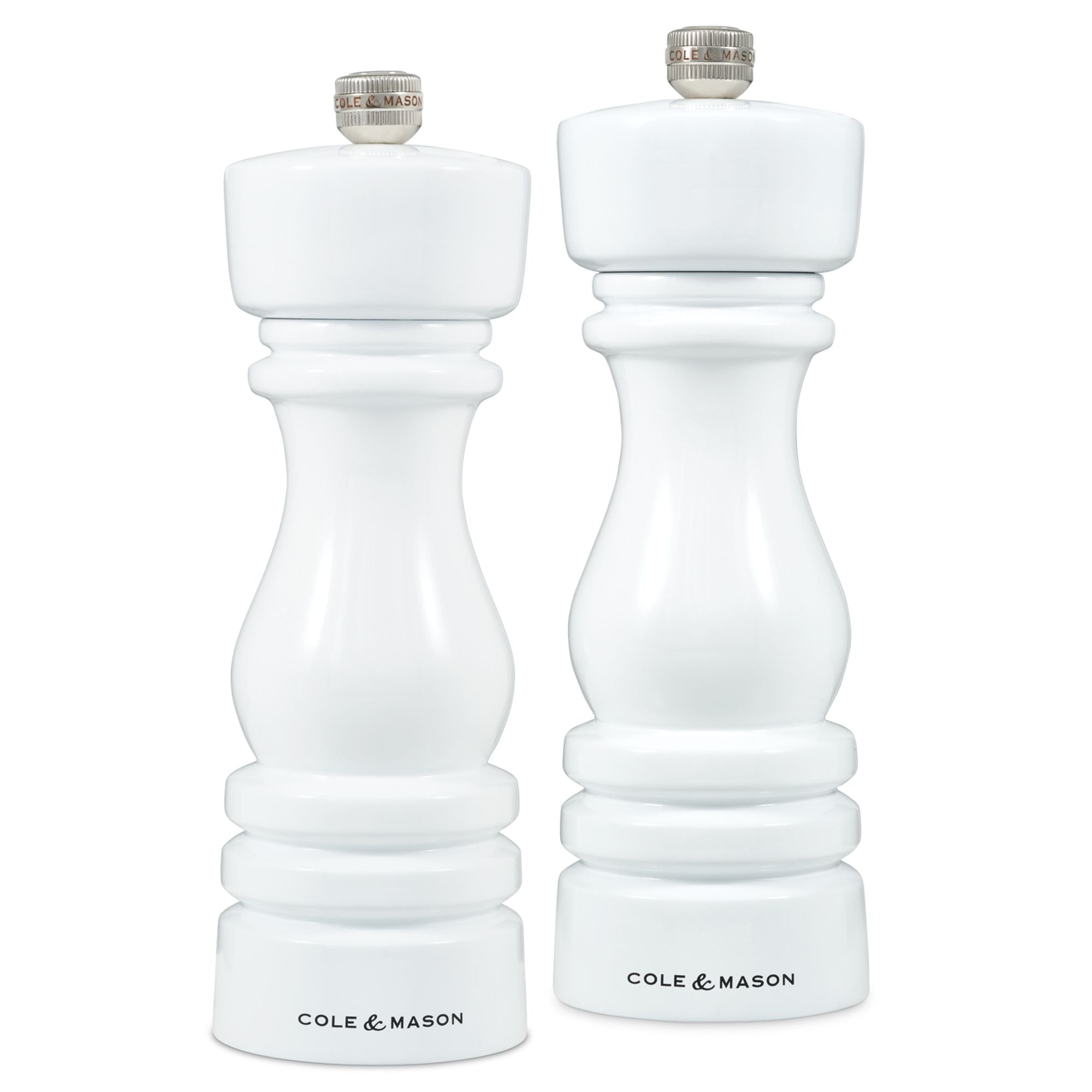 Cole Rd Paper Sand Cole & Mason London Salt and Paper Mills White Gloss Gift Set Beech Wo ...